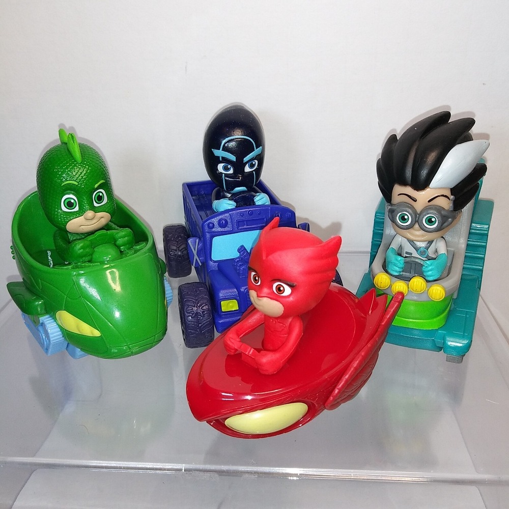 PJ Masks Catboy Owlette Night Ninja Gekko cars With Figures Cleaned Nice